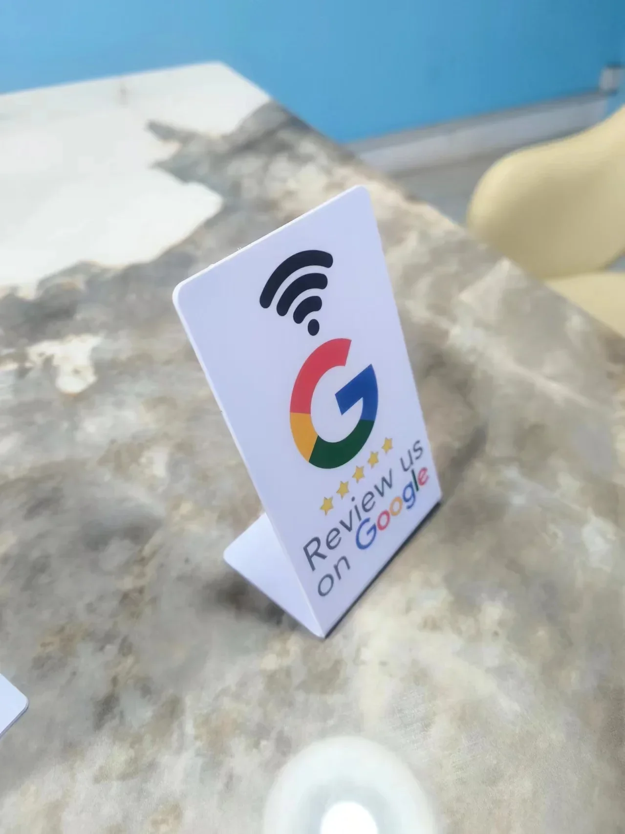 Hilo 13,56 MHz programmeerbare Google Review Card NFC-stationtabel NFC Google Reviews-display buigkaart staande merkbeugel