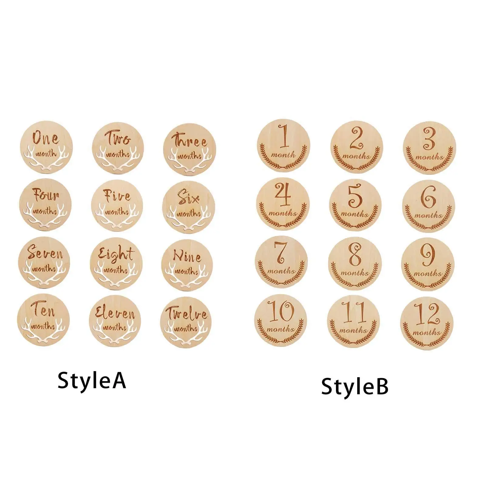 12 Pieces Wooden Baby Milestone Card for Pregnancy Journey Boys and Girls Gifts