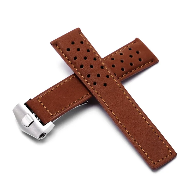 Real Calf Leather Suede Ventilate Watch Strap For Tag Heuer Aquaracer Carrera Watchband MONACO Bracelet Men 20mm 22mm 24mm