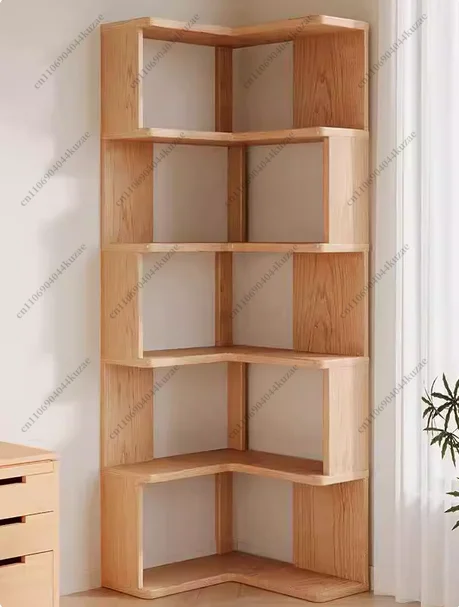 Solid Wood Corner Cabinet Floor-to-ceiling Bookshelf Shelf Corner Multi-layer Storage