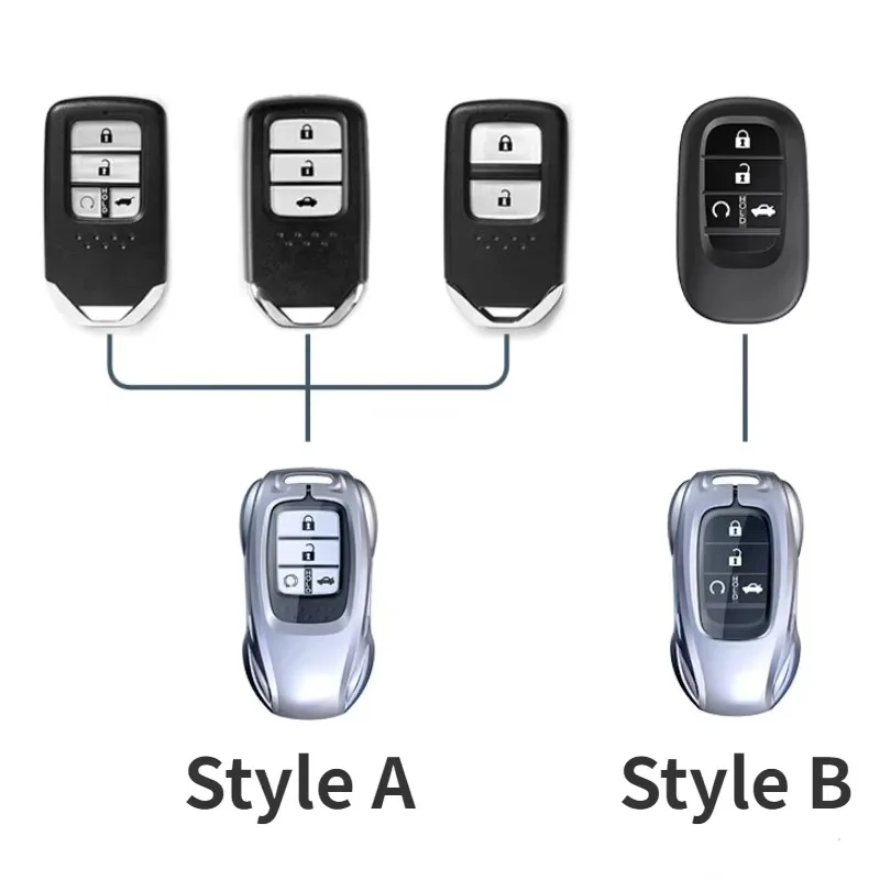 

Zinc Alloy Silver Car Key Protection Shell Cartoon Smart Remote Key Cover Car Accessories For Honda Accord CRV Civic XRV