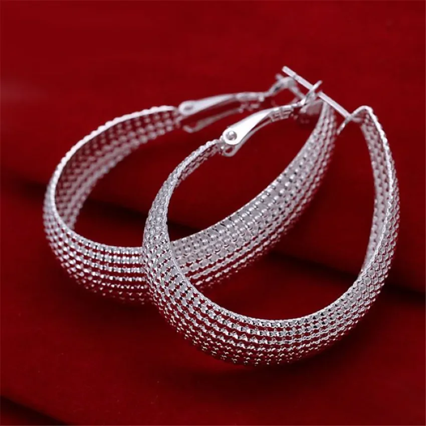 New Listing Women Lady Gift Lovely 925 Sterling Silver Hoop Earrings Hot Selling High Quality Fashion Jewelry Free Shipping