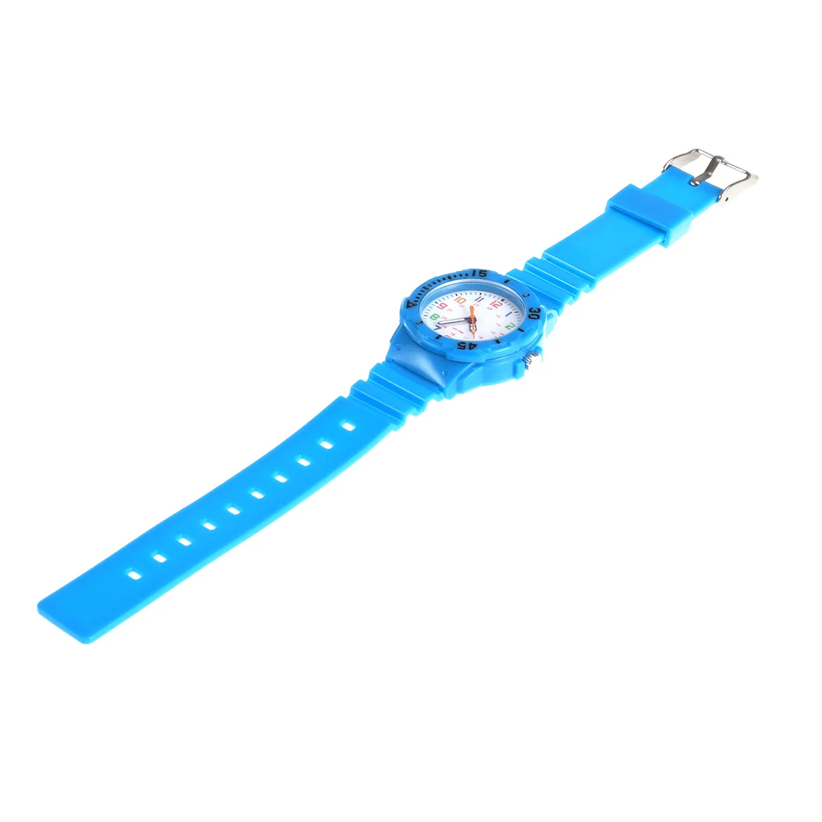 Kids Waterproof Watch Sky-Blue Adjustable Pu Strap Sports Wristwatch For Children Boys Girls Swimming Bathing Gift Quartz