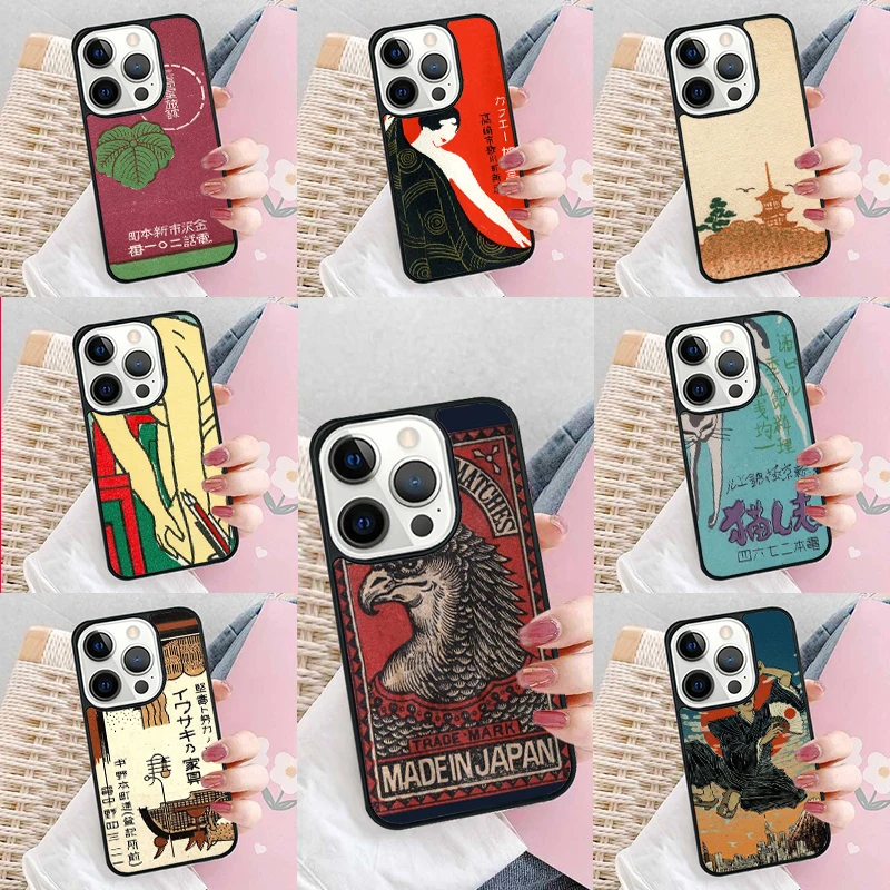 Japanese Matchbox Labels Phone Case Cover For iPhone 16 15 14 plus XR XS 11 12 mini 13 pro max coque Shell Fundas