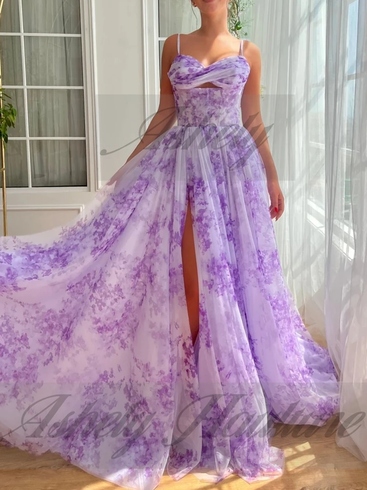 Vestido de fiesta de gama alta para mujer, ropa para ocasiones especiales, tirantes finos, fruncido, línea A, Sexy, abertura frontal, fiesta de noche, Formal, personalizado