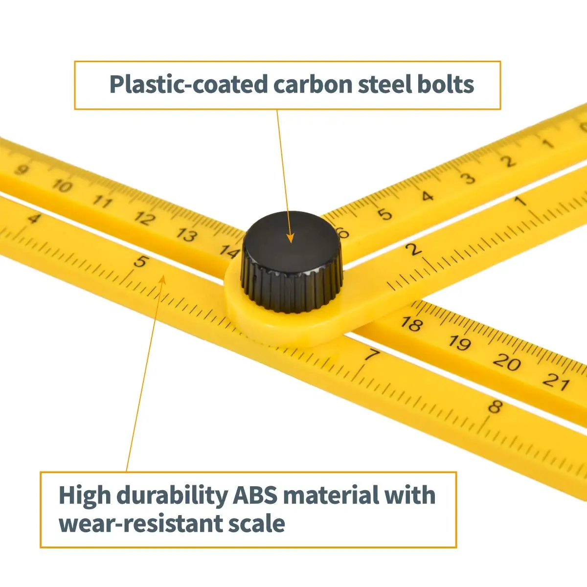1pc Universal Angle Template Tool, Multi Angle Ruler, Yellow Plastic, Single Piece Construction