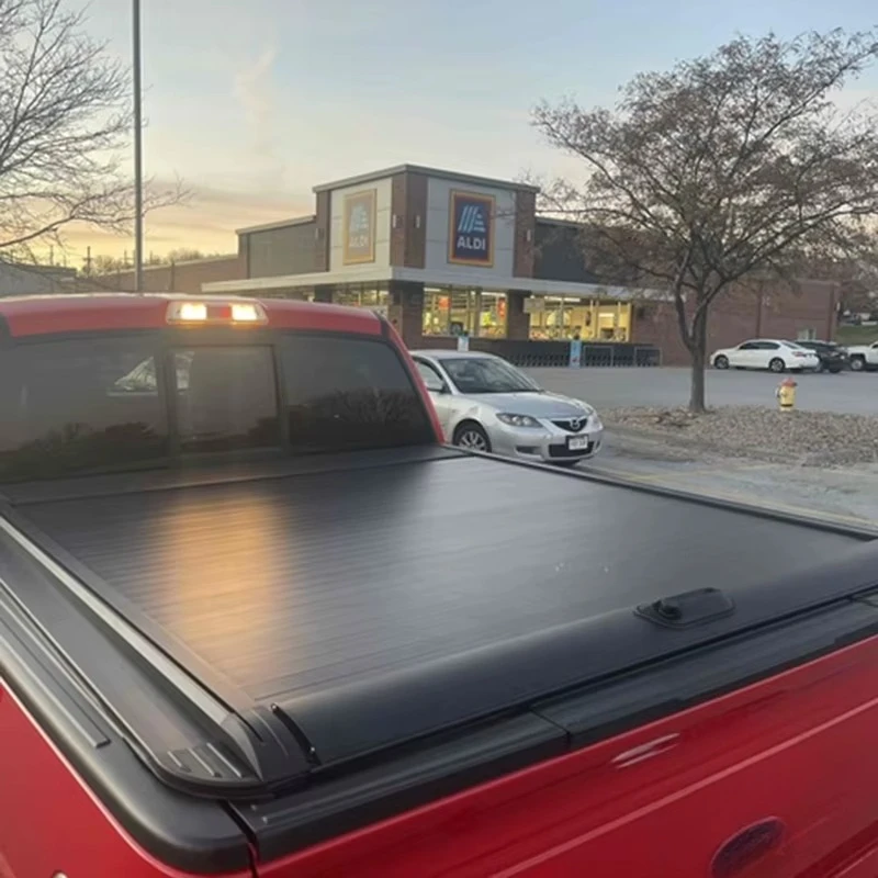 Wildfront Aluminum Alloy Retractable Roll-Up Locking Pickup Roller Shutter Lid Tonneau Cover for Ram 1500 50 F-150 Ranger Dmax