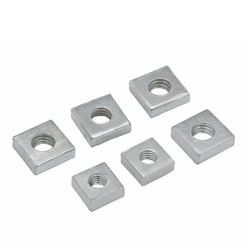 M2.5 M3 M3.5 M4 M5 M6 M8 M10 M12 White Zinc / Color Zinc Plated Carbon Steel Metric Threaded Square Nut Foursquare Quadrate