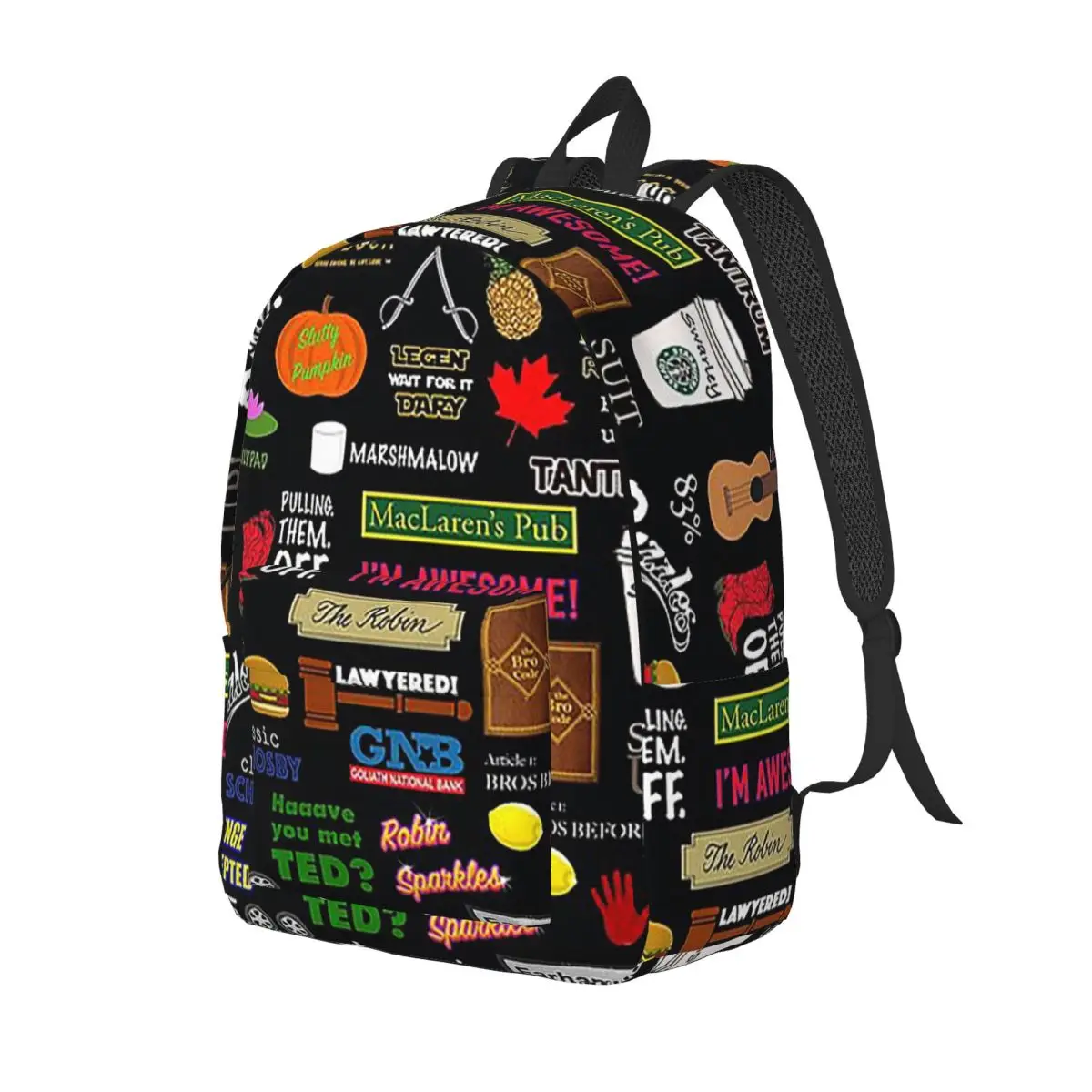 

How I Met Your Mother Himym Tv Show Collag Backpack Daypack Large Capacity Kids BookBag School Bag Shoulder Bags for Boys Girls