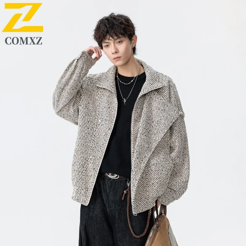 

COMXZ 2025 для мужчин и женщин, пара, повседневная куртка с отложным воротником, осеннее модное свободное универсальное легкое пальто
