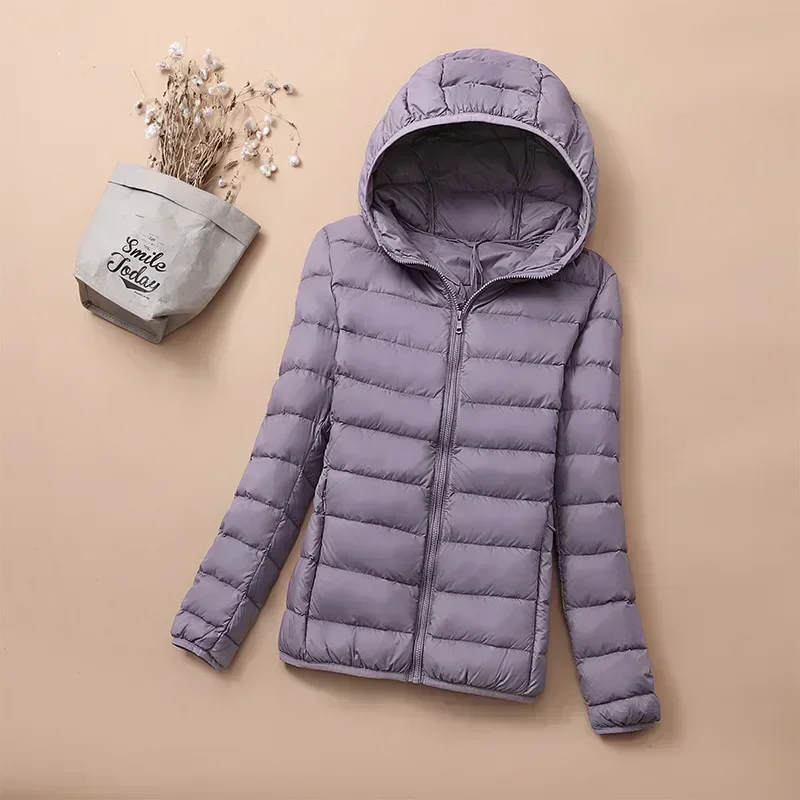 2024 plus Größe 7xl 6xl 5xl Herbst Damen leichte Daunen mäntel Kapuzen jacken Herbst wasserdicht packbar Winter warm weiblich – Detail 2