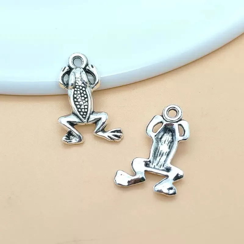 300 Stück antiksilberfarbene Frosch-Anhänger, 21 x 13 mm, DIY-Armbänder, Ohrringe, Schmuckherstellung # 2815 – Detail 2