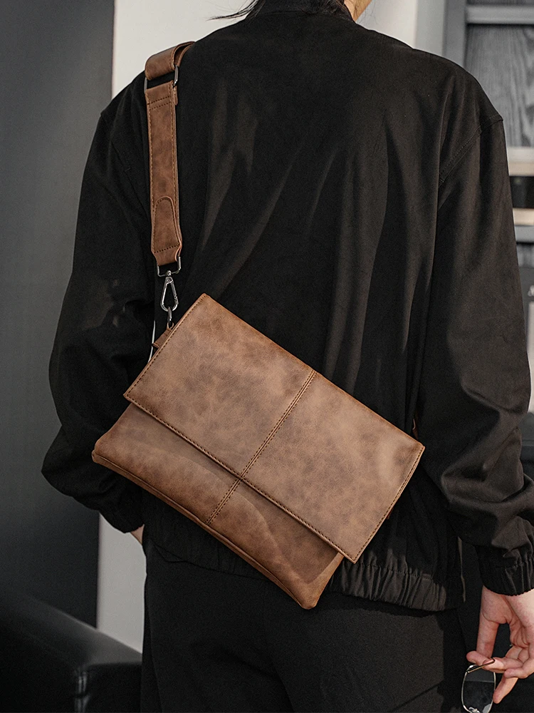 Fashionable Casual Men's Shoulder Bag Soft Leather Envelope Style iPad Bag Stylish Crossbody Bag Business OL Polyester 