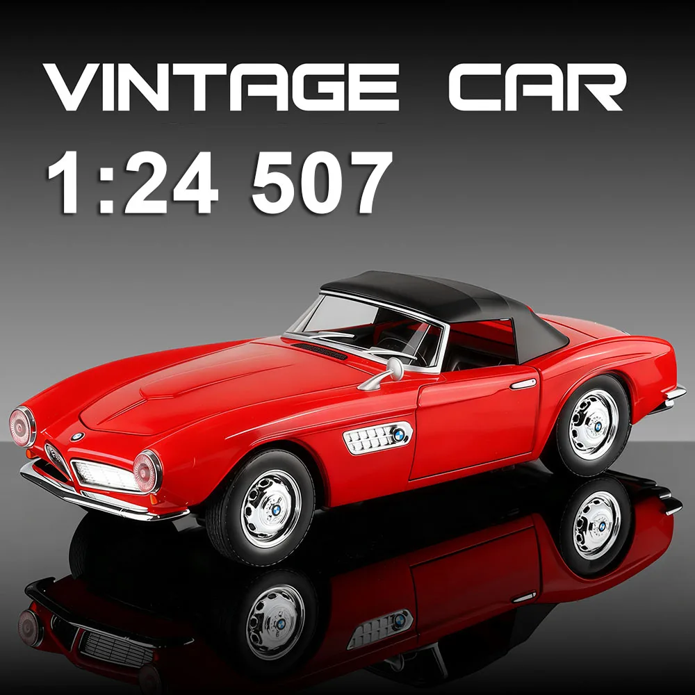 

Масштабная модель автомобиля Jaguar E-Type 1:24, литая под давлением, винтажная, с поворотными передними колесами, открывающимися дверями, амортизацией, миниатюрный транспорт, подарок для мальчика