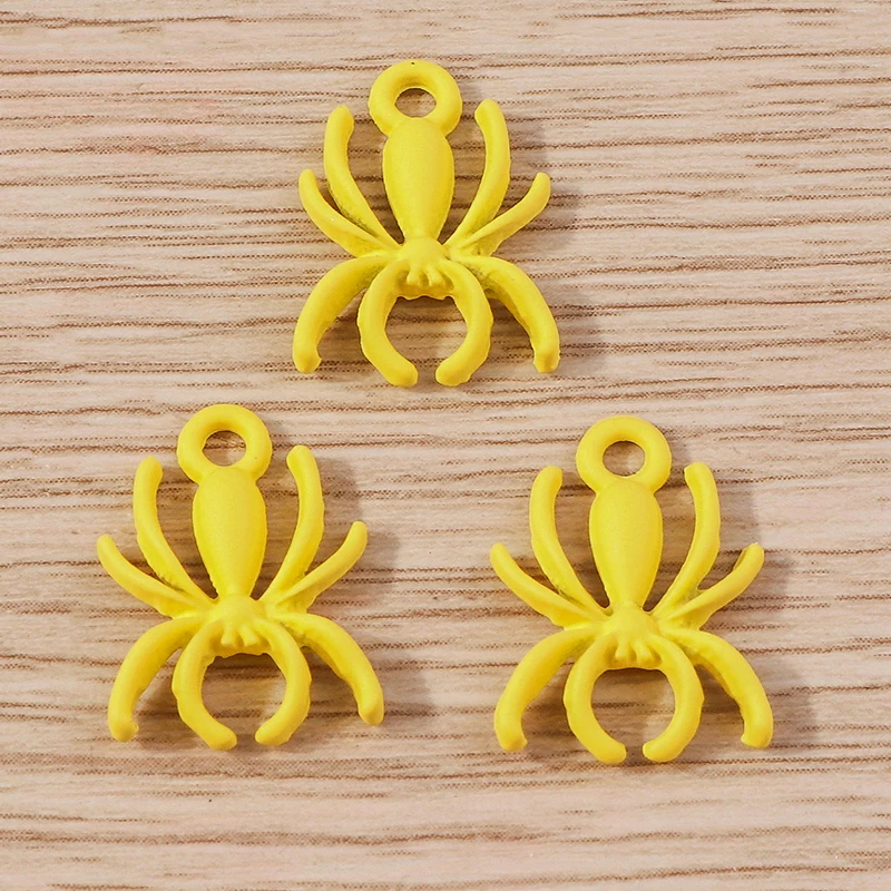 Tusember 10 Stück süße bunte Spinnen-Charms für handgefertigte Schmuckherstellung, Halskette, Ohrringe, Halloween-Charms, Anhänger, DIY-Handwerk – Detail 6