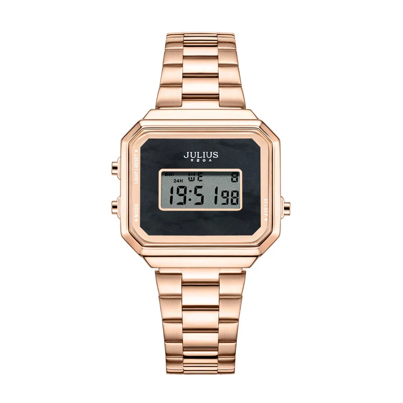 

JULIUS Watch JA-1347 Square Face Women Digital Fashion Sport Wristwatch Alarm 24 Hour Week Date Dropshipping