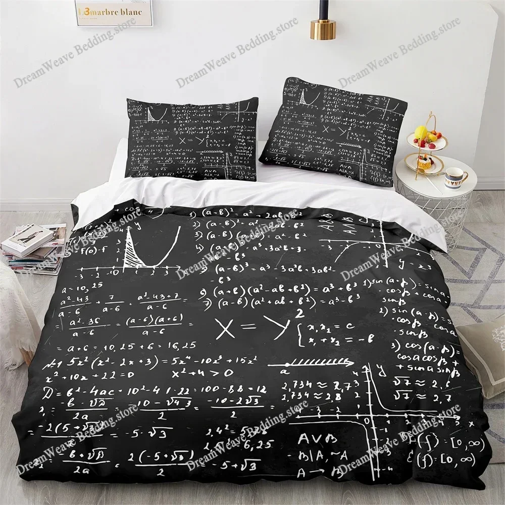 New 3D Printed Mathematical Formula Bedding Set Cartoon Duvet Cover Double Twin Full Queen King Adult Kid Bedclothes Quilt Cover