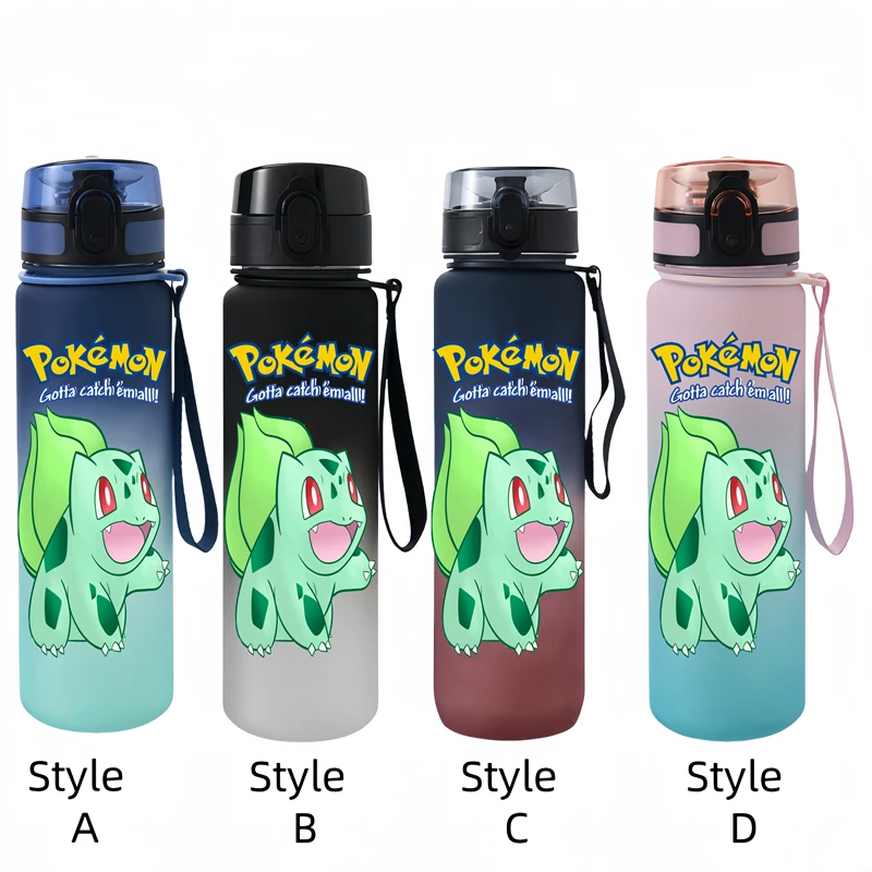 650ML Bulbasaur  Anime Characters Water Cup Portable Children's  Outdoor Sports  Large Capacity Plastic Antidrip Water Bottle