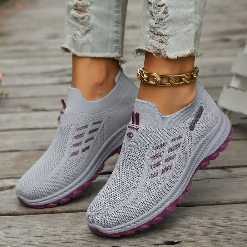 TaoBo Walking Shoes 2024 Summer New Women\'s Shoes Breathable No Lace Soft Sole Socks Sneakers Comfort Women Sport Shoes Tennis