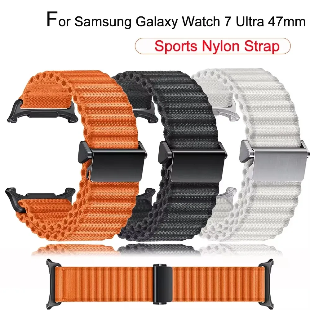 ไนลอนปรับสร้อยข้อมือสายรัดข้อมือ Galaxy Watch Ultra 47 มม.สายรัดข้อมือ Original Trail สําหรับ Samsung Galaxy Watch 7 Ultra 47 มม