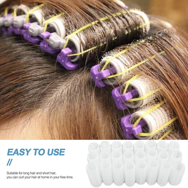 Big Size 24Pcs/Set Salon Nylon Hook & Loop Hair Rollers Set Hair Root Perm Rods Bars Curlers with Clips & Rubber Bands