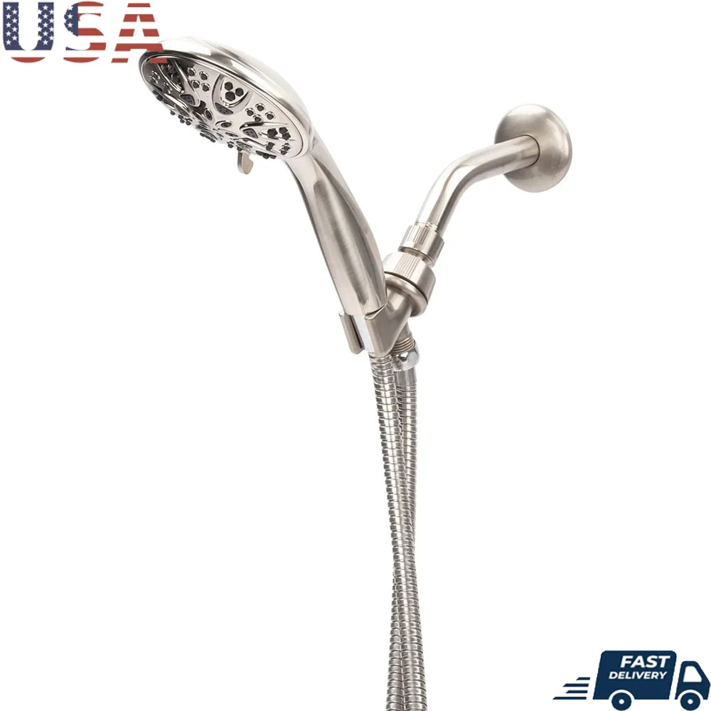 

Ручная насадка для душа, атласный никель, распылитель для душа высокого давления, регулируемый поток воды, простая установка, аксессуары для ванной комнаты