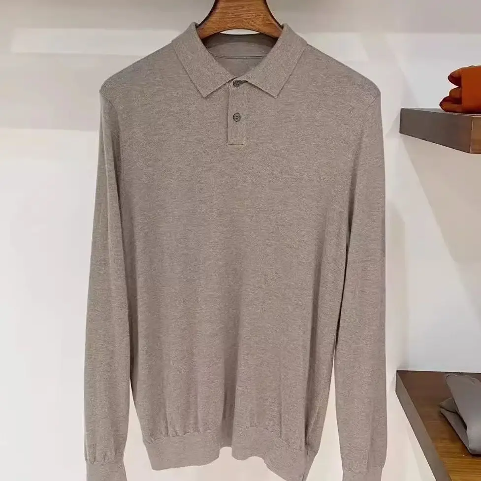 

Italian LP old money style men's knitted casual lapel polo shirt