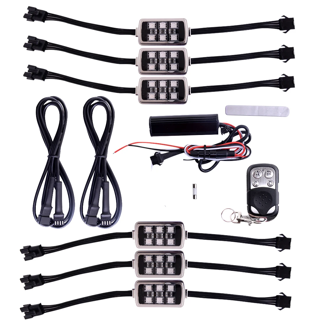 6Pcs Wireless Motorcycle RGB LED Under Glow Neon Strip Light Kit with Remote Control