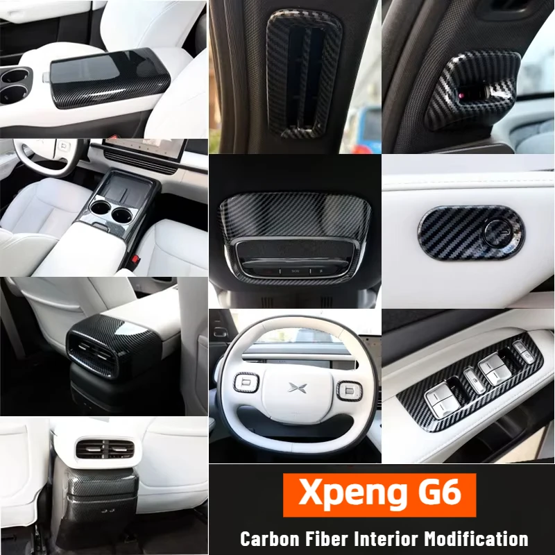 

For Xpeng G6 Xiaopeng G6 Car Armrest Box Gear Shift Frame Interior ABS Carbon Fiber Modified Decorative Cover