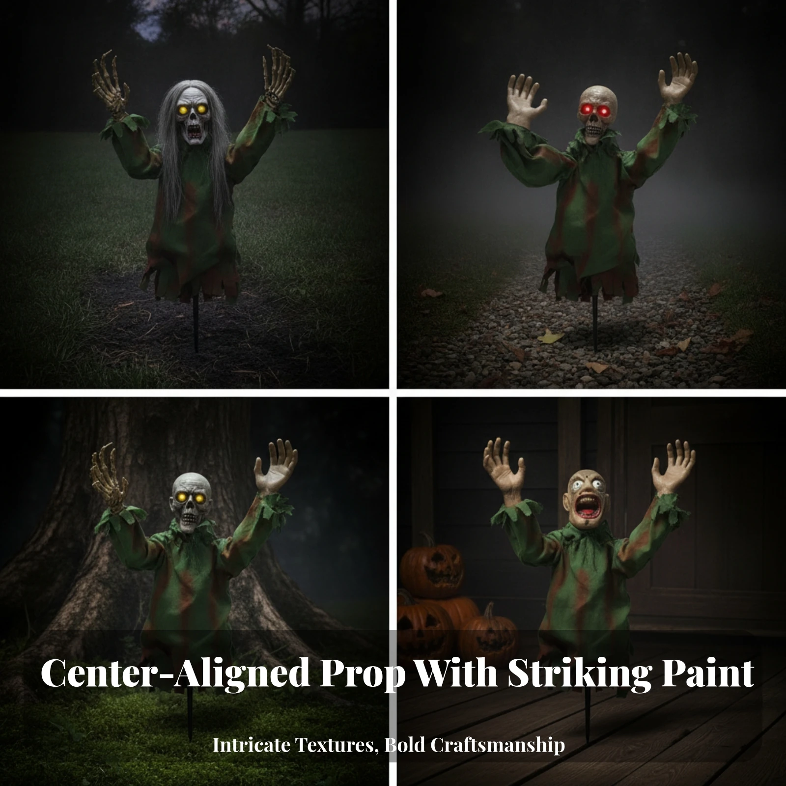 Zombie Yard Decoration with Ground Stake Creepy Half-Body Zombie Prop Garden Sculpture Eye-Catching Decorations Realistic