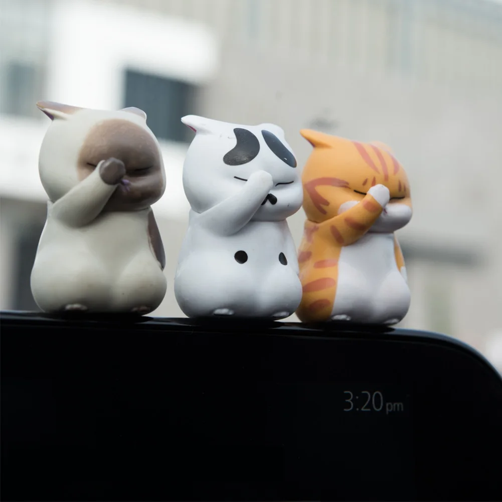 Cute Cat Figurines Miniature Cartoon Animal Decor Figure Craft Ornament Micro Landscape Kawaii Desk Car Interior Accessories