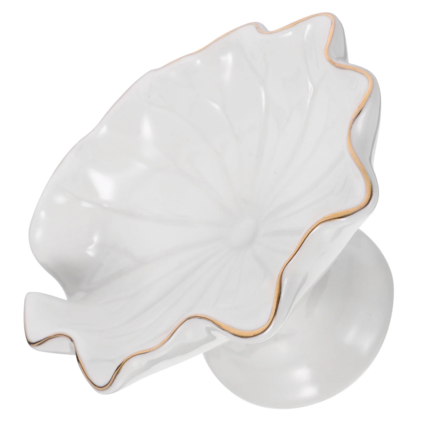 

Ceramic Soap Dish with Drainage Function Flat Bottom Lotus Leaf Design Bathroom Decorative Soap Tray for Home Hotel Use