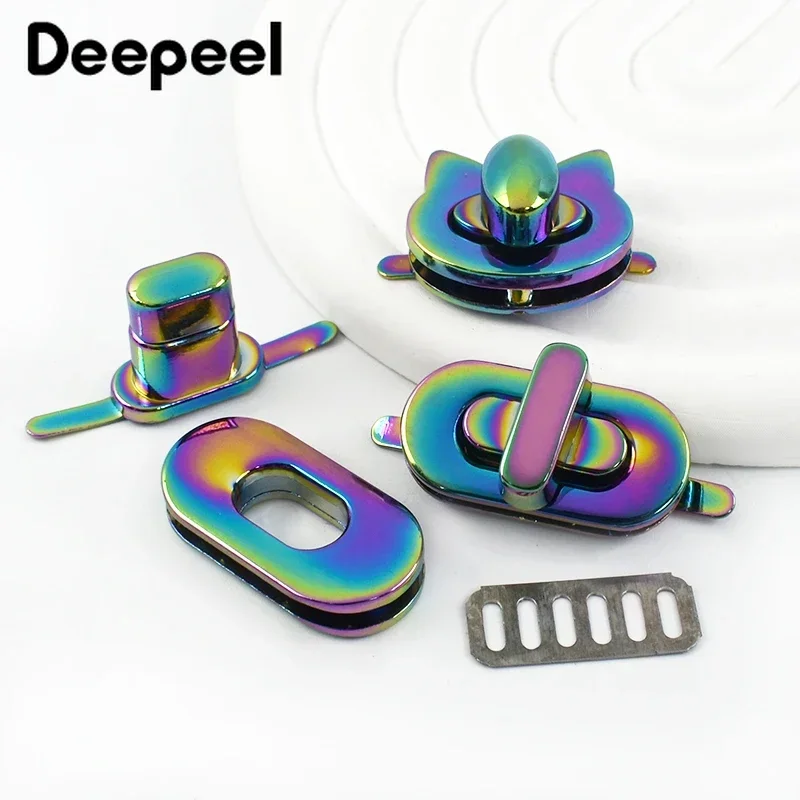 2Pcs Deepeel Colorful Metal Lock Buckle Bag Turn Twist Locks Clasp Handbag Purse Closure Buckles DIY Leather Crafts Accessories