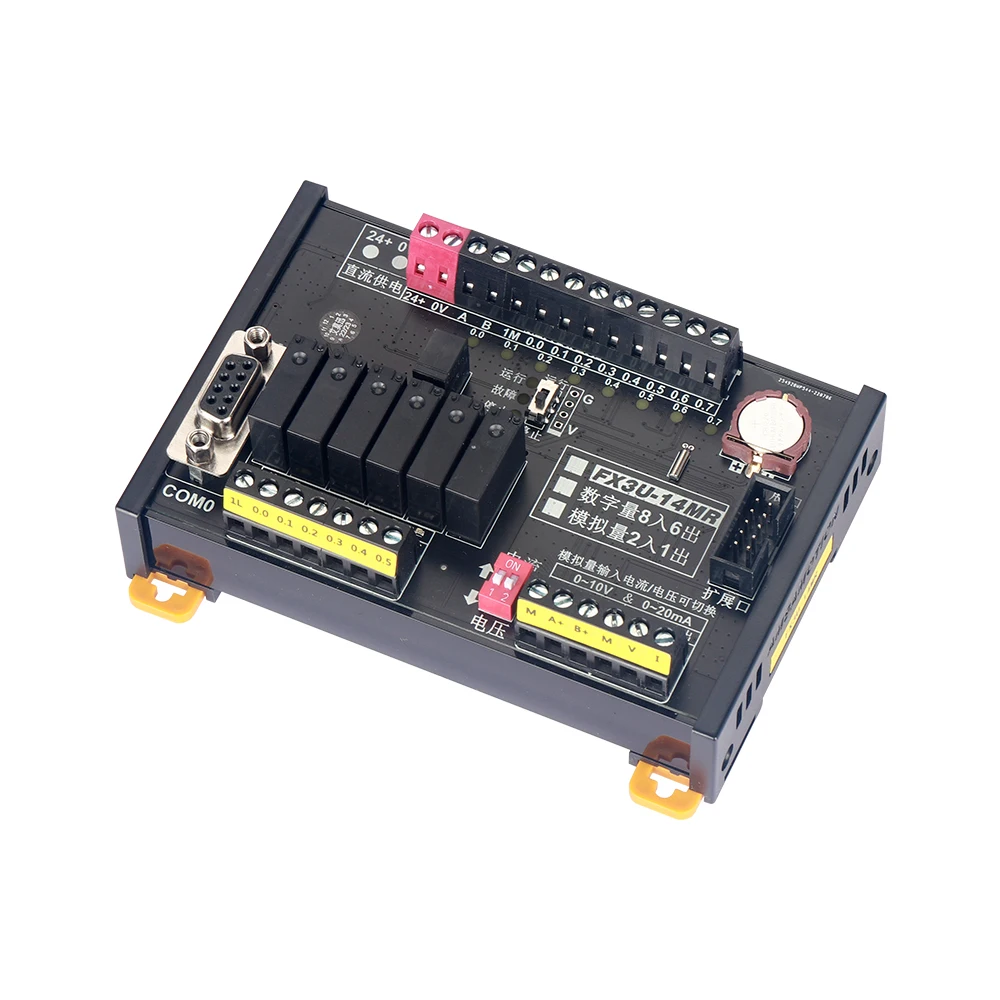 Plc FX3U-14MR controlador lógico programável interruptor de relé 8i 6o analógico 2i 1o rs232 porta comunicação