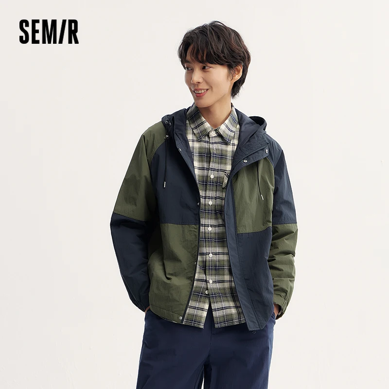Semir Jacket Men 2025 Autumn New Loose Hooded Waterproof Windbreaker Trendy Outdoor Coat