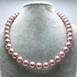 20 inch natural round AAAA 9-10mm purple South Sea pearl necklace with 14K gold buckle 18inch-36inch