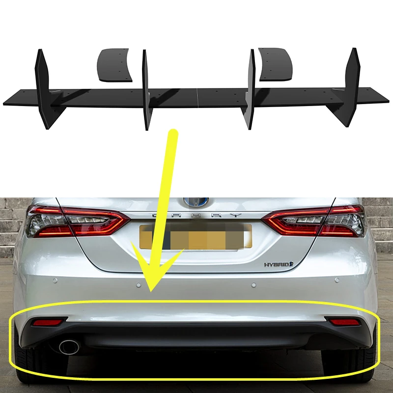 Use For Toyota Camry Sedan 2018--2023 Year Rear Diffuser Bumper Lips Spoiler Splitter Body Kit Accessories