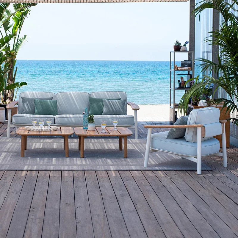 

Hotel Pool Courtyard Villa Modern Outdoor Teak Sofa Set