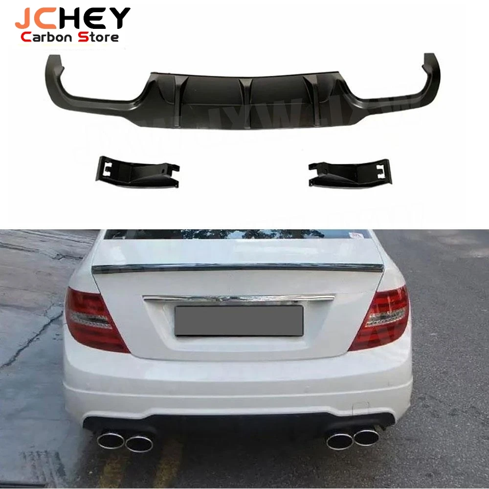 

JCHEY ABS Black Rear Bumper Lip Diffuser Car Body Kits For Benz C Class W204 C63 For AMG 2012-2014 Bumper Spoiler Carbon Look
