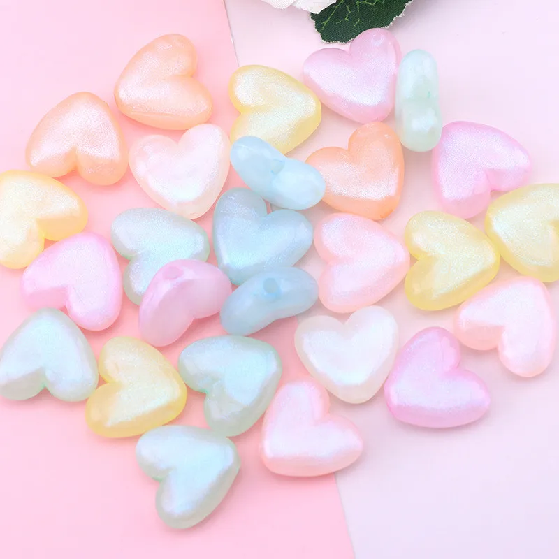 10Pcs love Heart Noctilucent Resin DIY Headwear Eardrop Mobile Phone Chain Decoration Materials Bracelet Scattered Bead