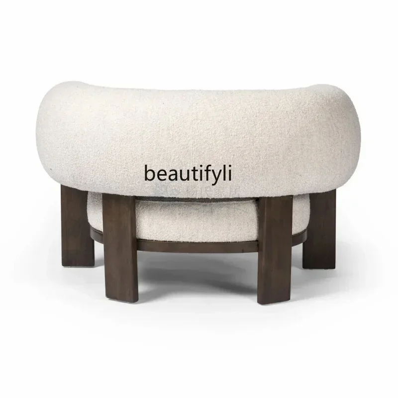 

cqyMid-Ancient Solid Wood Sofa Chair Nordic Retro Hotel Homestay Model Room Reception and Negotiation Silent Style Armchair