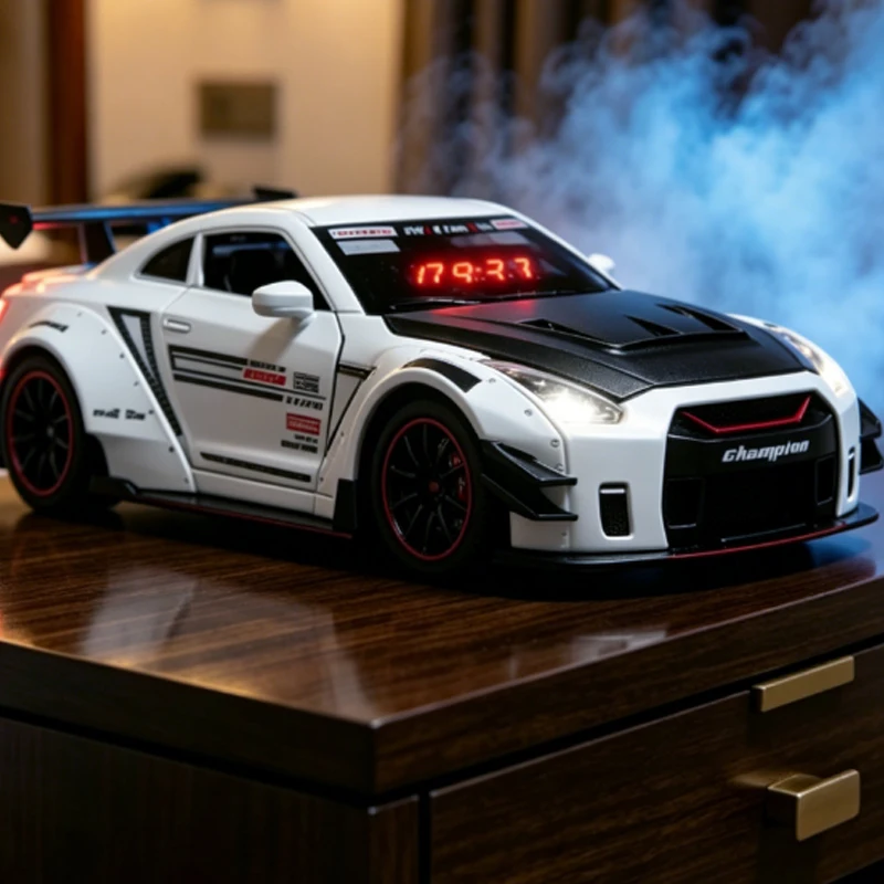 1 Juego de Reloj Despertador Digital con Diseño de Supercoche, Reloj 3D con Modelo de Coche, Luz Nocturna Creativa y Decoración de Escritorio, para Entusiastas y Coleccionistas de Coches