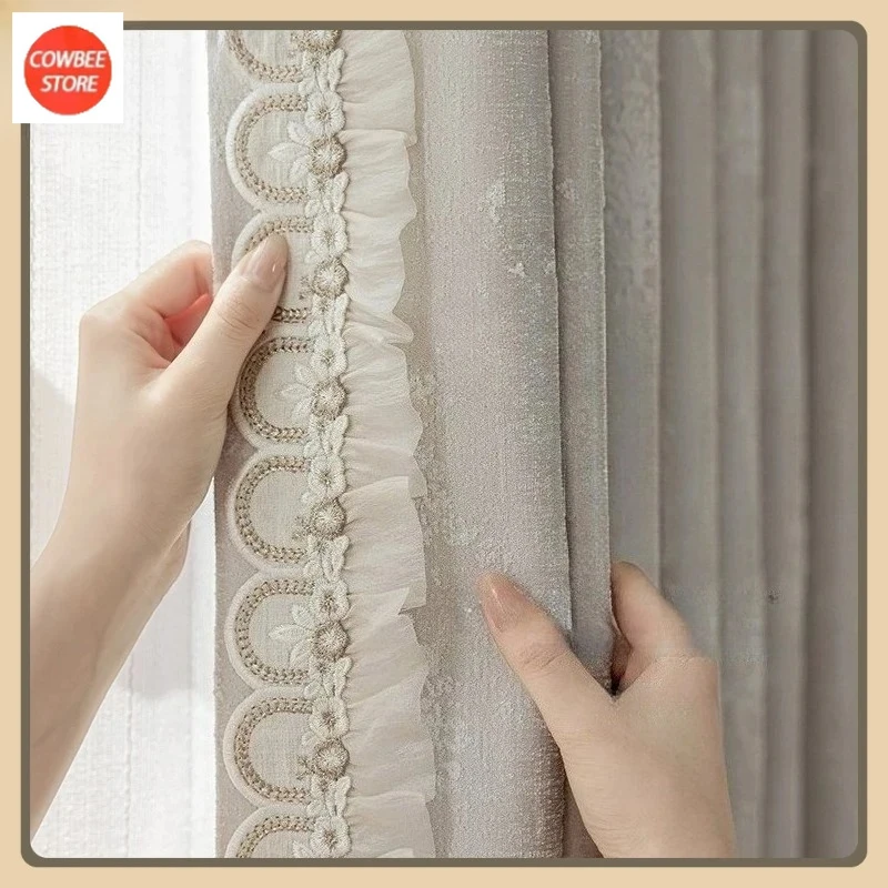 

French Style Vintage Medieval Luxury Curtains for Living Dining Room Bedroom Blackout New Lace Cloth Thickened Velvet Window