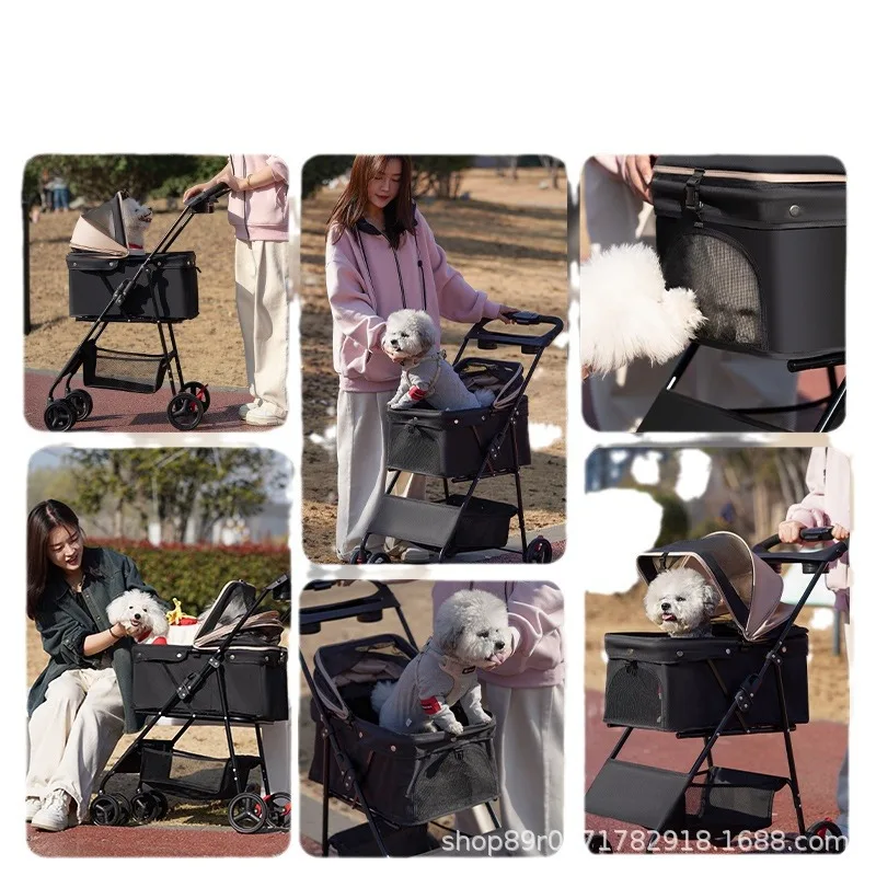 Pet Stroller Lightweight and Foldable Dog Walking Cat Stroller Pet Cart Dog Walking Dog Stroller Going Out