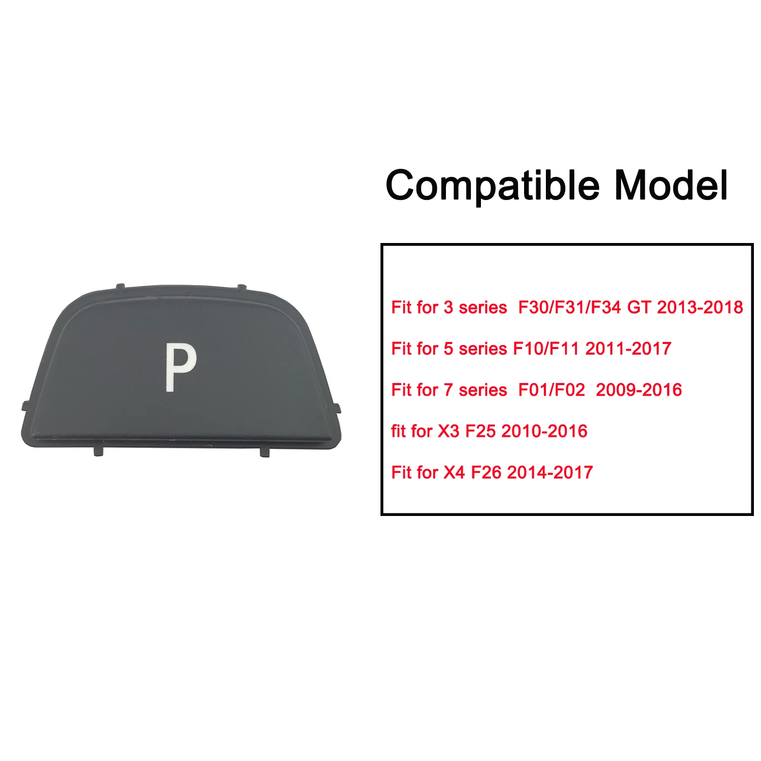 Carro engrenagem Shifter botão, botão de estacionamento P, tampa de substituição, apto para BMW 3, 5, 6, 7 Series, X3, X4, X5, X6, F25, F26, F30,