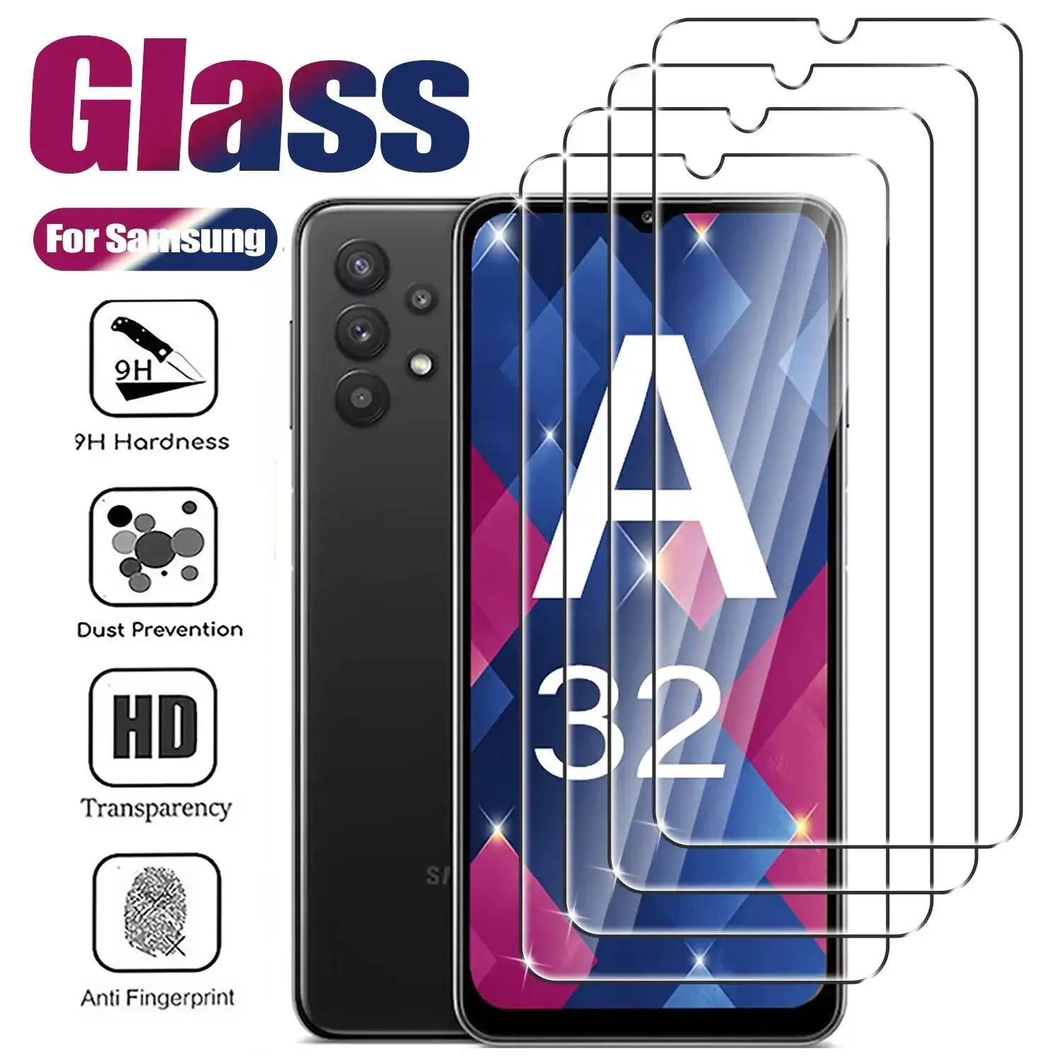 4Pcs Pack Tempered Glass Screen Protector for Samsung Galaxy A52s A42 A32 A22 A12 A02 Protective Cover For A52 4G 5G