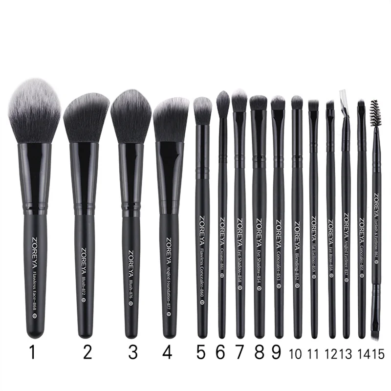 Set di pennelli per trucco professionale da 15 pezzi con borsa per donne Ragazze Pennello per ombretto in polvere Brochas Maquillaje Strumento per cosmetici