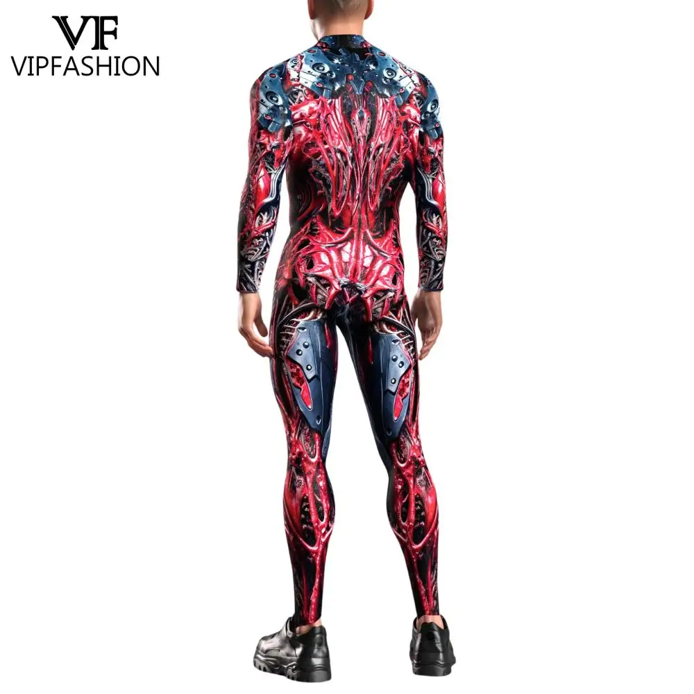VIPFASHION Mecha Gore Zentai Suit Men Halloween Costume Punk Cosplay Full Bodysuit Purim Carnival Rave Festival Party Catsuit view 5