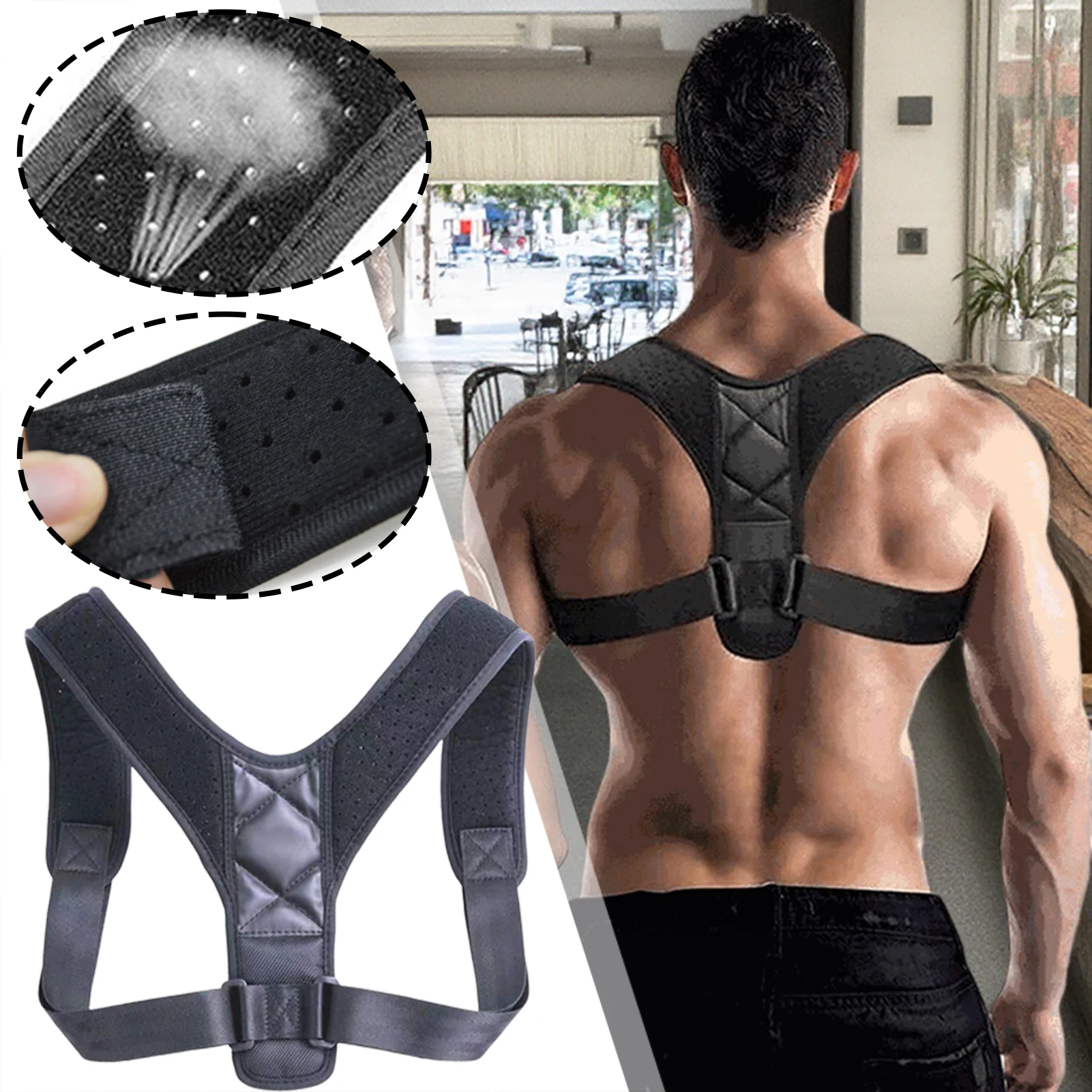 

Posture Corrector For Women Men Adjustables Back Brace For Posture Support Breathable Effective Comfort Upper Back Straightener