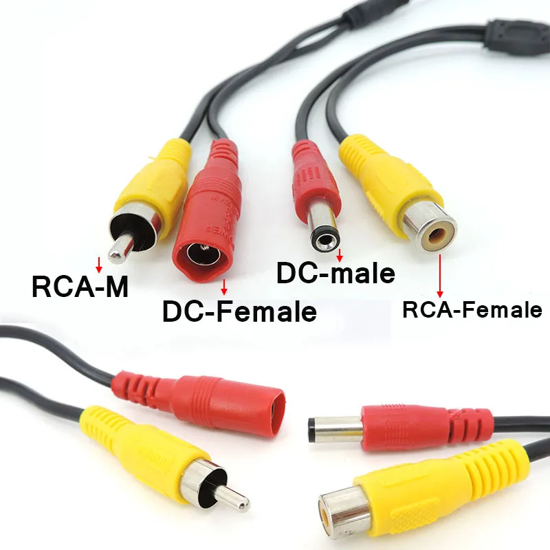 4-pinowa głowica lotnicza męska/żeńska na RCA AV/żeńska DC z wieloma kablami Adapter wtyczki do monitora tylnej kamery samochodowej L1